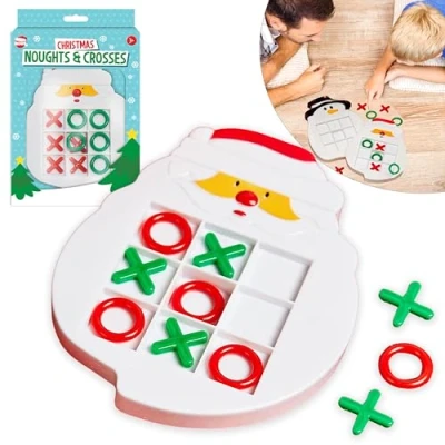 Image of Xmas Noughts &amp; Crosses Game Santa for Kids, Travel Size Mini Tic Tac Toe XO Toys Stocking Fillers Loot Bag Filler Party Favour Boys and Girls 3+