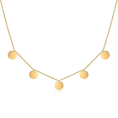 Image of GD GOOD.designs EST. 2015 Chain with platelets Gold for ladies Waterproof 5 Coin Necklace in 18K Silver or Rosegold Boho Jewellery Stainless Steel