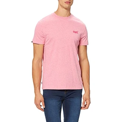 Image of Superdry Men&#039;s Vintage Logo Emb Tee T Shirt, Mid Pink Grit, XS