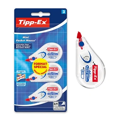 Image of Tipp Ex Mini Pocket Mouse Correction Tape Blister Pack 2+1 white