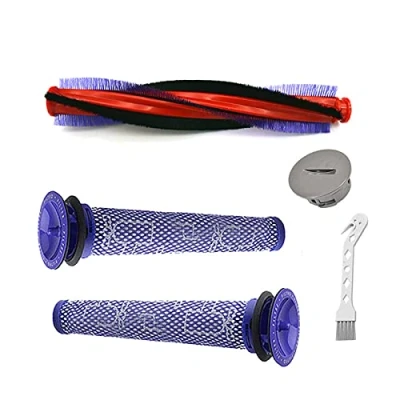 Image of JJRUN 8.85&quot;/22.5cm Roller Brush Bar and Washable Pre filter End Cap Replacement Set Compatible with Dyson V6 Animal / for Fluffy DC59 DC62 SV03 Slim Vacuum Cleaner,Compare to 963830 01