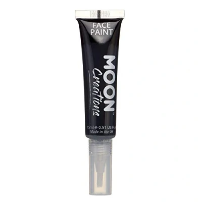Image of Moon Creations Face &amp; Body Paint Tubes with Brush Applicator Black 15ml Ready to Use Cruelty Free, Made in UK for Kids, Adults, Fancy Dress, Festivals, Halloween