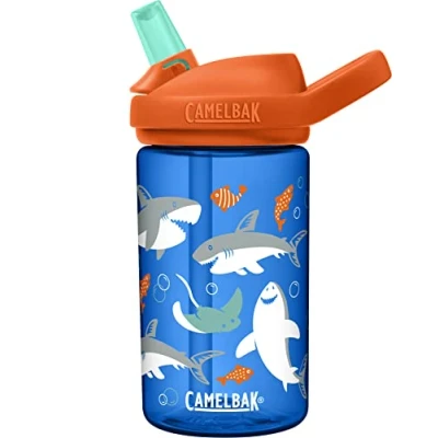Image of CamelBak Eddy+ 14 oz Kids Water Bottle with Tritan Renew Straw Top, Leak Proof When Closed, Sharks