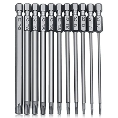 Image of 100mm Torx Screwdriver Bit Sets, 11pcs Star Magnetic Bits Set T6 T40 1/4 Inch S2 Steel Security Screwdrivers Impact Driver