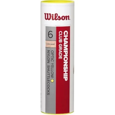 Image of Wilson Championship Badminton Shuttlecocks 77 (Medium Speed), Yellow, One Size, 6 Pack