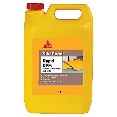 Image of Sika SikaBond Rapid DPM (Damp Proof Membrane) Liquid Primes and Seals Subfloors Drying Brown 5 Litre