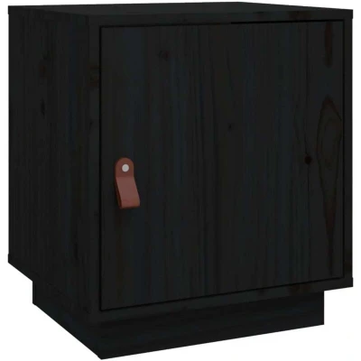 Image of vidaXL Bedside Cabinet Black 40x34x45 cm Solid Wood Pine