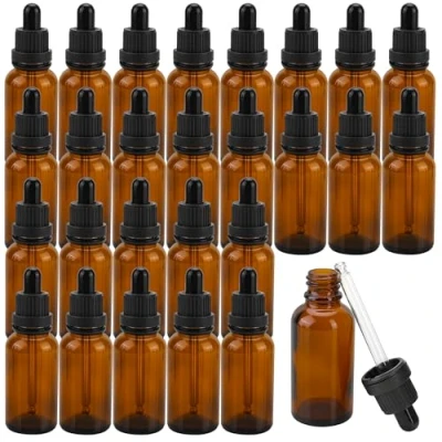 Image of AZKEEGREY 32 Pcs Mini Amber Glass Dropper Bottles 10 ml Pipette Refillable Brown Bottle for Liquids, Essential Oil,Travel