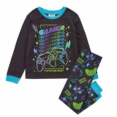 Image of undercover lingerie Boys Gaming Long Pyjamas 15C531 Black/Purple 4 5 Years
