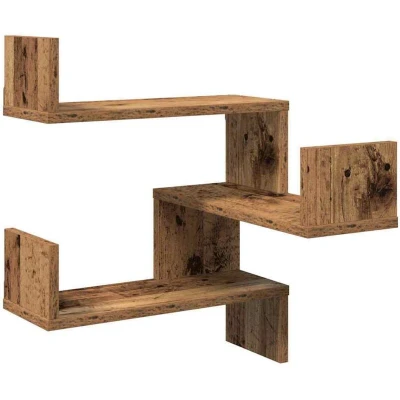 Image of vidaXL Wall Corner Shelves Old Wood Finish Engineered Space Saving Design 40x40x49.5 cm Living Room/Bedroom