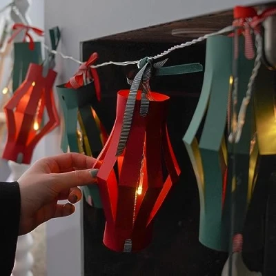 Image of Festive Lights Battery Powered DIY Paper Illuminated Christmas Fairy Decoration Warm White LEDs (Lanterns)