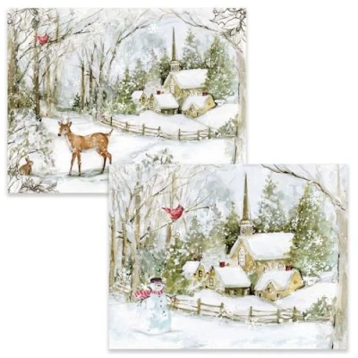 Image of Lang Snowy Scene Assorted Boxed Christmas Cards (1008123)