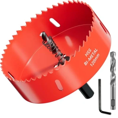 Image of GARHWAL Bi Metal Hole Saws 120mm Wood Cutter, Saw, Circular Cutter for Walls, Core Drill Bit Fast Cutting with Long Lasting Blades Plumbing, Conduits, Kitchens, Other DIY Projects