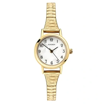 Image of Sekonda Ladies Quartz Watch with Mother Of Pearl Dial Analogue Display and Gold Stainless Steel Plated Bracelet 4677.27