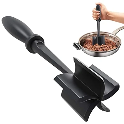 Image of Mince Meat Masher Heat Resistant Chopper with Non Slip Handle Multifunctional and Mix Hamburger Nylon Ground Beef for Meat, Minced Butter, Potato (1pc)