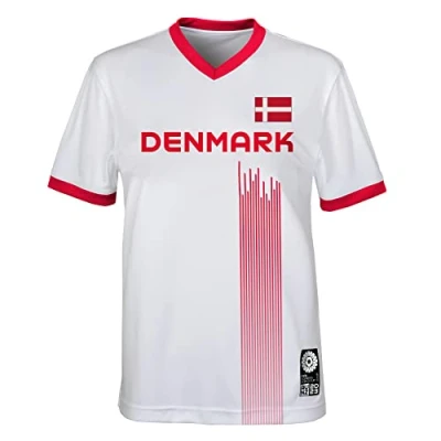 Image of Official 2023 Women&#039;s Football World Cup Adult Team Shirt, Denmark, White, Medium