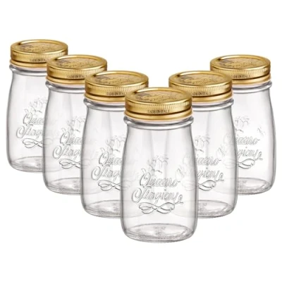 Image of Bormioli Rocco 6x 200ml Quattro Stagioni Glass Bottles with Screw Top Lid Clear Reusable Juice Water Smoothie Drink Fridge Storage Containers