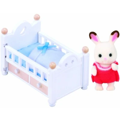 Image of Sylvanian Families Chocolate Rabbit Baby Set (Baby Bed)