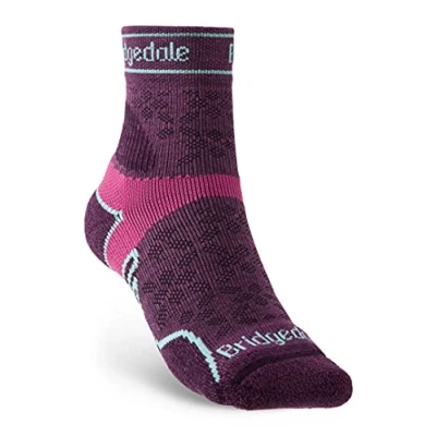 Image of Bridgedale TRAIL RUN Lightweight T2 Merino Sport 3/4 Crew Women&#039;s Large Damson
