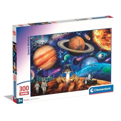 Image of Clementoni Jigsaw Puzzle Space Mission 300 Pieces Supercolor For Children 9 11 Years, Cartoon, Gift Boy/Girls, Planets, Stars, Kids, Made In Italy, 21724