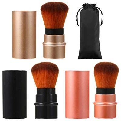 Image of JewelryWe 3 Colors Cosmetic Beauty Makeup Minerals Powder Brush Travel Retractable Kabuki Brush,Foudation Blush Tool (3pcs)