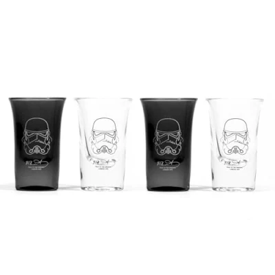 Image of Original Stormtrooper Shot Glasses Set of 4, Transparent &amp; Black, for Tequilla, Vodka Whisky, 50ml Each, Perfect Glass Gift Men ThumbsUp!