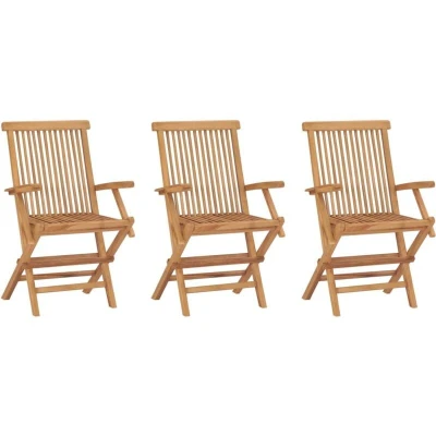 Image of vidaXL Folding Garden Chairs 3 pcs Solid Teak Wood