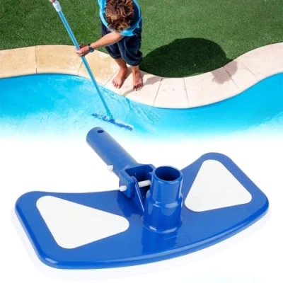 Image of DEWIN 12&quot; Pool Vacuum Head Brush Parts, Curved Blue and White Suction Tool for Swimming
