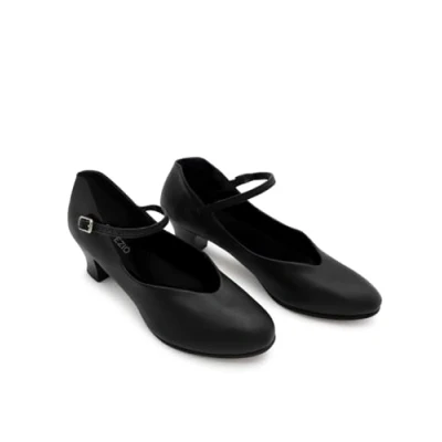 Image of Capezio Women’s Junior Footlight Character Dance Shoes, Professional Shoes For Women Suitable Many Styles, Comfortable &amp; Supportive Heels Black, Size 8.5