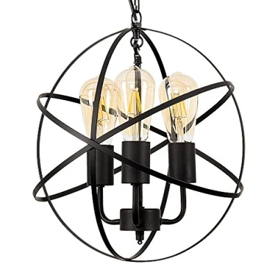 Image of MiniSun Industrial Steampunk Style Satin Black 3 Way Atom Design Ceiling Light Fitting