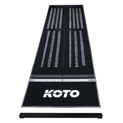 Image of KOTO Oche Carpet Checkout Dart Mat Grey 285 x 80 cm + Incl. Score Indicator, Non Slip Mat, Professional Protect Floor and Darts