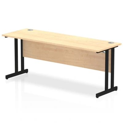 Image of Impulse 1800 x 600mm Straight Desk Maple Top Black Cantilever Leg