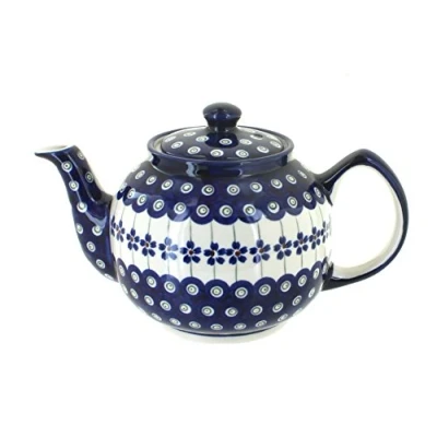 Image of Blue Rose Polish Pottery Flowering Peacock Medium Teapot