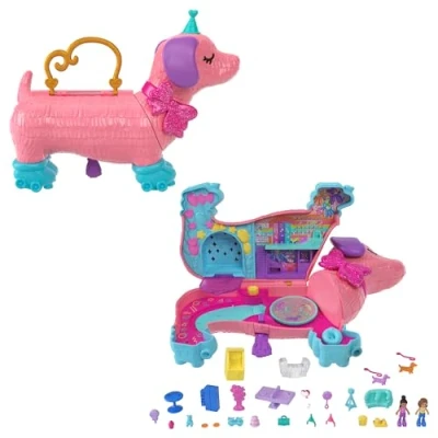 Image of Polly Pocket Dolls and Playset, Animal Toys Puppy Party with 2 25+ Accessories, HKV54