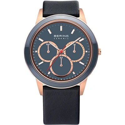 Image of BERING Men Analog Quartz ceramic collection Watch with Calfskin Leather Strap and Sapphire Crystal 33840 467