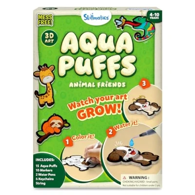 Image of Skillmatics 3D Art Kit Aqua Puffs, Animals, Mess Free Fun, Magical Craft Activity, Travel Toys, DIY Decor, Creative Gifts for Girls &amp; Boys Ages 4, 5, 6, 7, 8, 9, 10