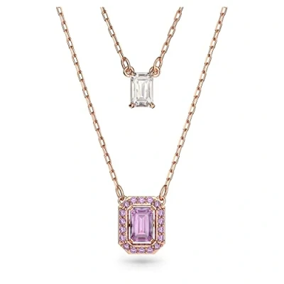 Image of Swarovski Millenia layered necklace, Octagon cut, Rose gold tone plated