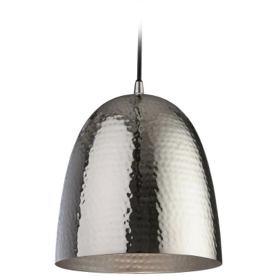 Image of Assam 1 Light Dome Ceiling Pendant Nickel, Matt Nickel Inside, E27