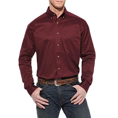 Image of ARIAT Men&#039;s Solid Twill Shirt DOTD, Burgundy, XXL