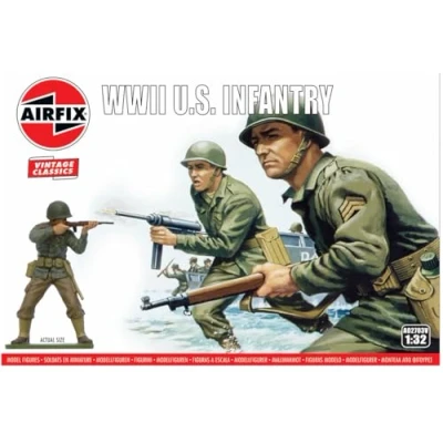Image of Airfix Model Figures Set A02703V WWII U.S. Infantry Building Kit Accessories, Plastic Kits for Adults &amp; Children 8+, Includes 14 Unpainted Accessory Dioramas