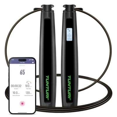 Image of Tunturi Smart Skipping Rope Exercise Jumping Fitness Adjustable Length with Skin friendly Foam Handles Suitable for Kids and Adults