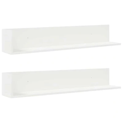 Image of vidaXL Wall Shelves 2 pcs White, Engineered Wood, 100x16.5x16.5 cm, Floating for Living Room/Bedroom
