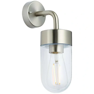 Image of Endon North 1 Light Outdoor Wall Brushed Stainless Steel &amp; Clear Glass IP44, E27