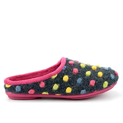Image of Sleepers Womens Amy Knitted Textile Memory Foam Mule Slippers Fuchsia/Multi 9 UK