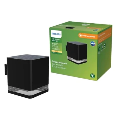Image of PHILIPS Virona Outdoor Solar Wall Light, 2700 K, 200 lm, Black​
