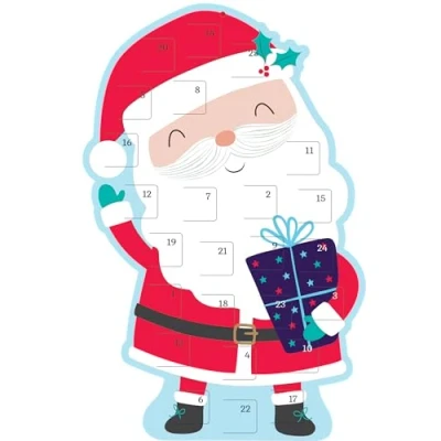 Image of Quickdraw Santa Shaped Advent Calendar With Gift Envelope Traditional Christmas Countdown Fun, Red