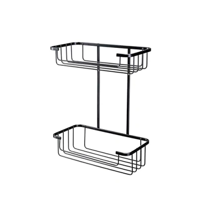 Image of Croydex Rust Free Screw to Wall Two Tier Cosmetic Basket Black