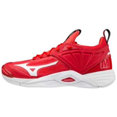 Image of Mizuno Women&#039;s Wave Momentum Volleyball Shoe, Red/White, 10
