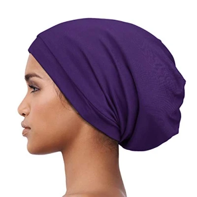 Image of Alnorm Trendy Oversized Stretchy Slouchy Beanie Hat Soft Warm Cap Purple