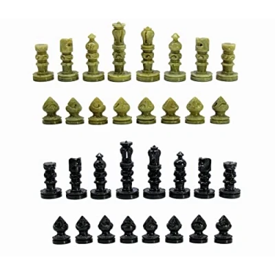 Image of StonKraft Natural Stone Chess Pieces Chessmen Coins (2.5&quot; King) Accessories Board Games